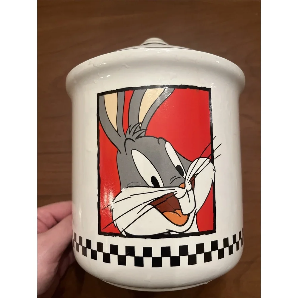 VTG Looney Tunes Bugs Bunny Ceramic Cookie Jar Canister w/ Lid Warner Bros 1993